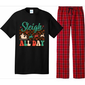 Sleigh All Day Santa Claus Merry Christmas Groovy Retro Cute Gift Pajama Set