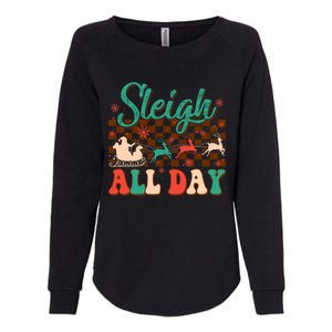 Sleigh All Day Santa Claus Merry Christmas Groovy Retro Cute Gift Womens California Wash Sweatshirt