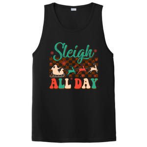 Sleigh All Day Santa Claus Merry Christmas Groovy Retro Cute Gift PosiCharge Competitor Tank