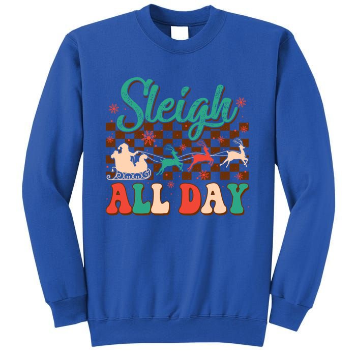 Sleigh All Day Santa Claus Merry Christmas Groovy Retro Cute Gift Sweatshirt