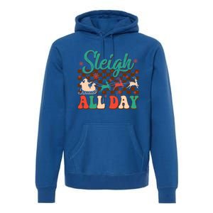 Sleigh All Day Santa Claus Merry Christmas Groovy Retro Cute Gift Premium Hoodie