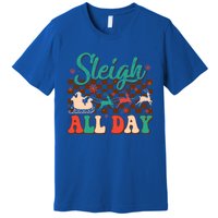 Sleigh All Day Santa Claus Merry Christmas Groovy Retro Cute Gift Premium T-Shirt