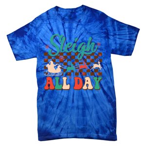 Sleigh All Day Santa Claus Merry Christmas Groovy Retro Cute Gift Tie-Dye T-Shirt