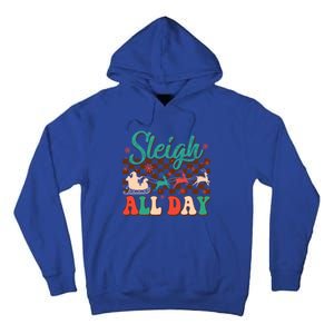 Sleigh All Day Santa Claus Merry Christmas Groovy Retro Cute Gift Tall Hoodie