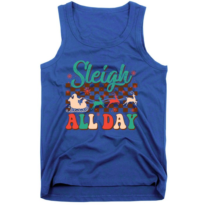 Sleigh All Day Santa Claus Merry Christmas Groovy Retro Cute Gift Tank Top