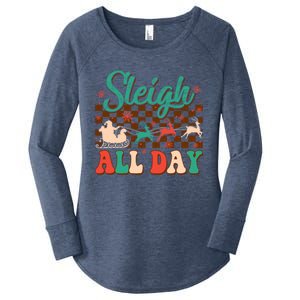 Sleigh All Day Santa Claus Merry Christmas Groovy Retro Cute Gift Women's Perfect Tri Tunic Long Sleeve Shirt