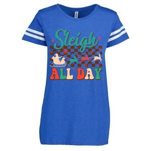 Sleigh All Day Santa Claus Merry Christmas Groovy Retro Cute Gift Enza Ladies Jersey Football T-Shirt