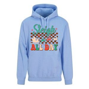 Sleigh All Day Santa Claus Merry Christmas Groovy Retro Cute Gift Unisex Surf Hoodie