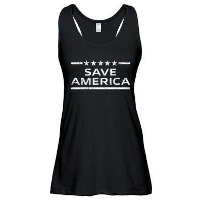 Save America Distressed | USA Patriot Conservative American Ladies Essential Flowy Tank