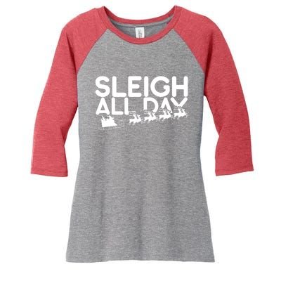 Sleigh All Day Women's Tri-Blend 3/4-Sleeve Raglan Shirt