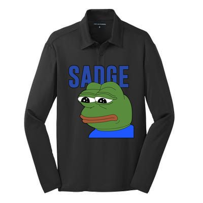 SADGE Meme Silk Touch Performance Long Sleeve Polo