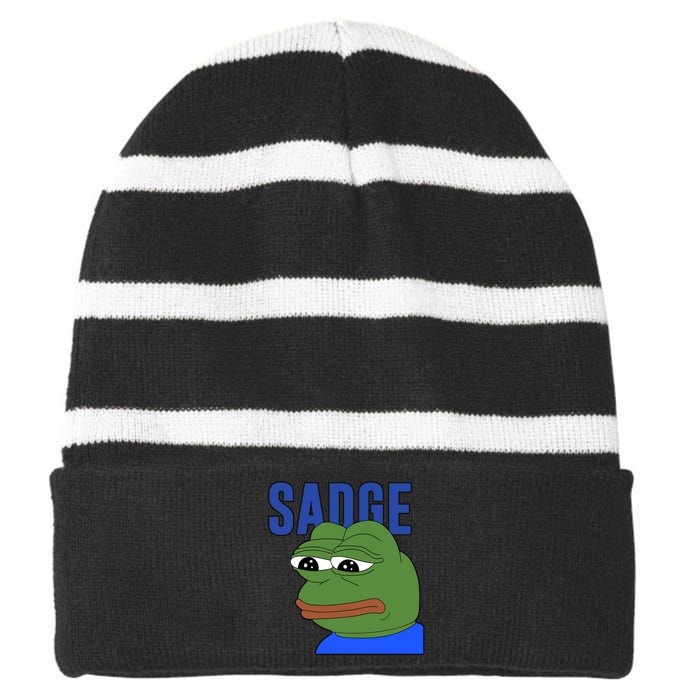 SADGE Meme Striped Beanie with Solid Band