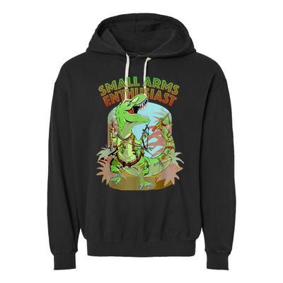 Small Arms Enthusiast Funny Trex Dinosaur Gun Garment-Dyed Fleece Hoodie