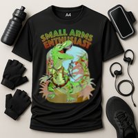 Small Arms Enthusiast Funny Trex Dinosaur Gun Cooling Performance Crew T-Shirt