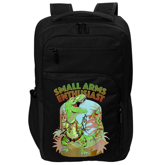 Small Arms Enthusiast Funny Trex Dinosaur Gun Impact Tech Backpack