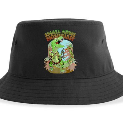 Small Arms Enthusiast Funny Trex Dinosaur Gun Sustainable Bucket Hat