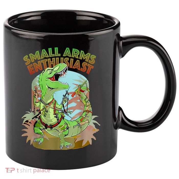 Small Arms Enthusiast Funny Trex Dinosaur Gun 11oz C Handle Ceramic Mug