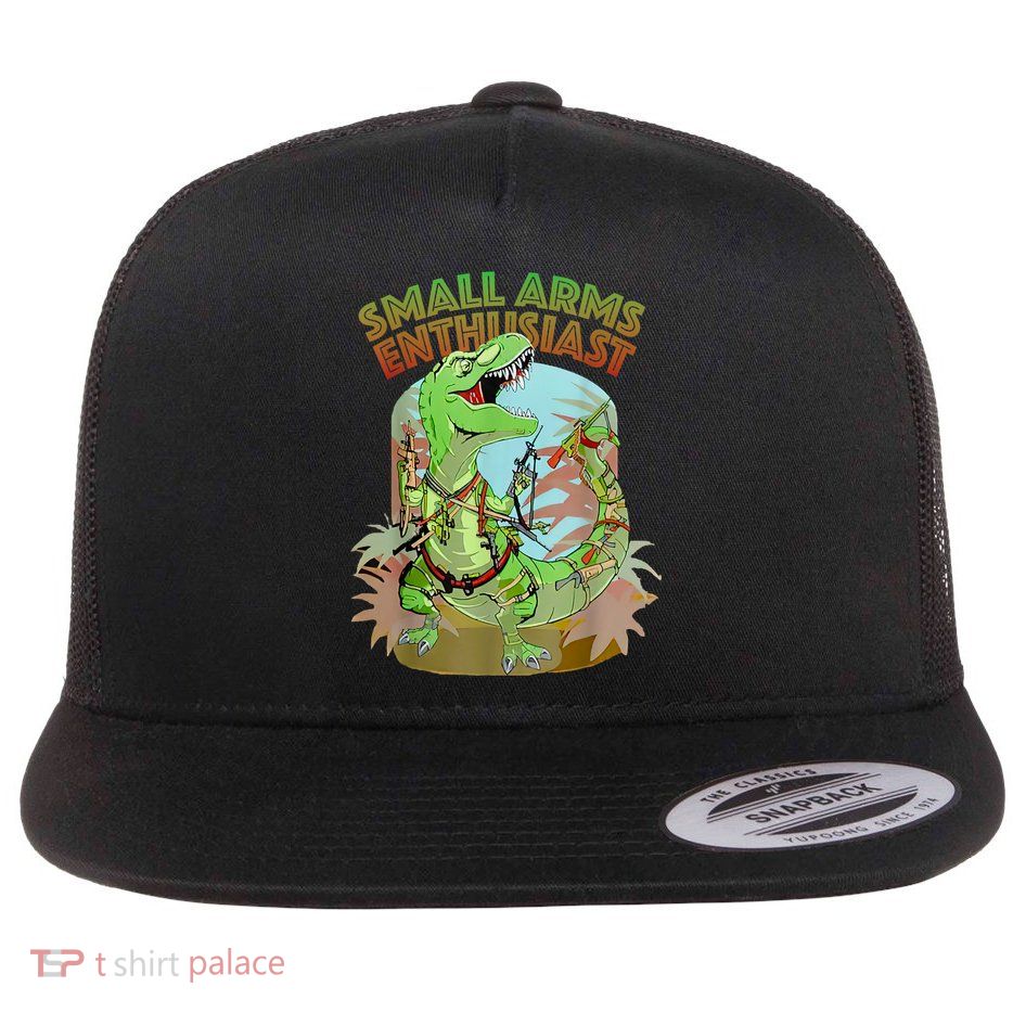 Small Arms Enthusiast Funny Trex Dinosaur Gun Flatbill Hat