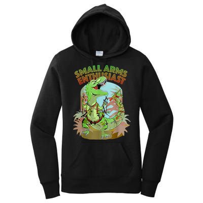 Small Arms Enthusiast Funny Trex Dinosaur Gun Women's Pullover Hoodie