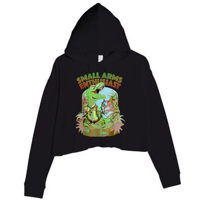 Small Arms Enthusiast Funny Trex Dinosaur Gun Crop Fleece Hoodie