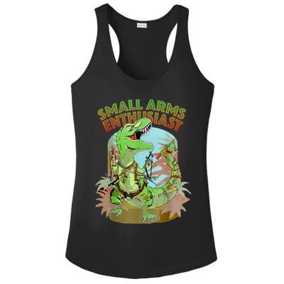 Small Arms Enthusiast Funny Trex Dinosaur Gun Ladies PosiCharge Competitor Racerback Tank