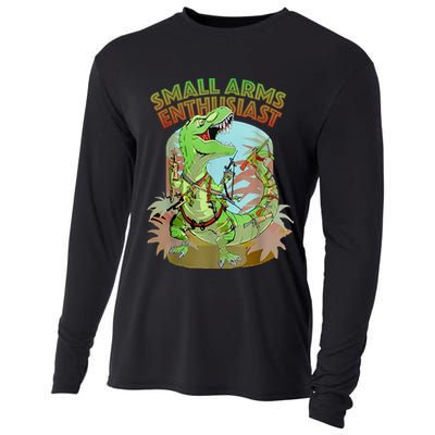 Small Arms Enthusiast Funny Trex Dinosaur Gun Cooling Performance Long Sleeve Crew