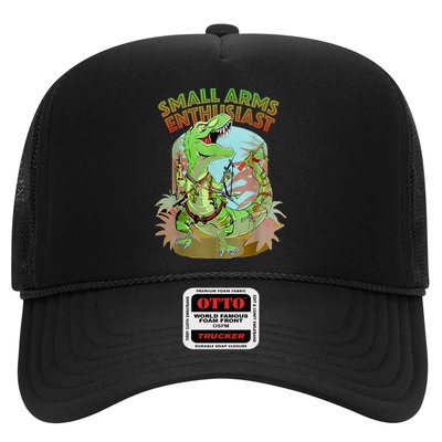 Small Arms Enthusiast Funny Trex Dinosaur Gun Trucker Hat