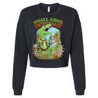 Small Arms Enthusiast Funny Trex Dinosaur Gun Cropped Pullover Crew