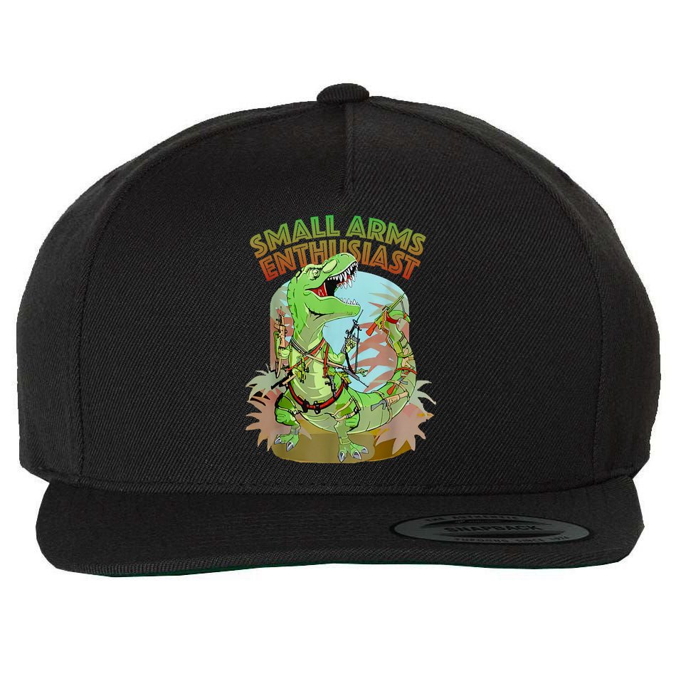 Small Arms Enthusiast Funny Trex Dinosaur Gun Wool Snapback Cap