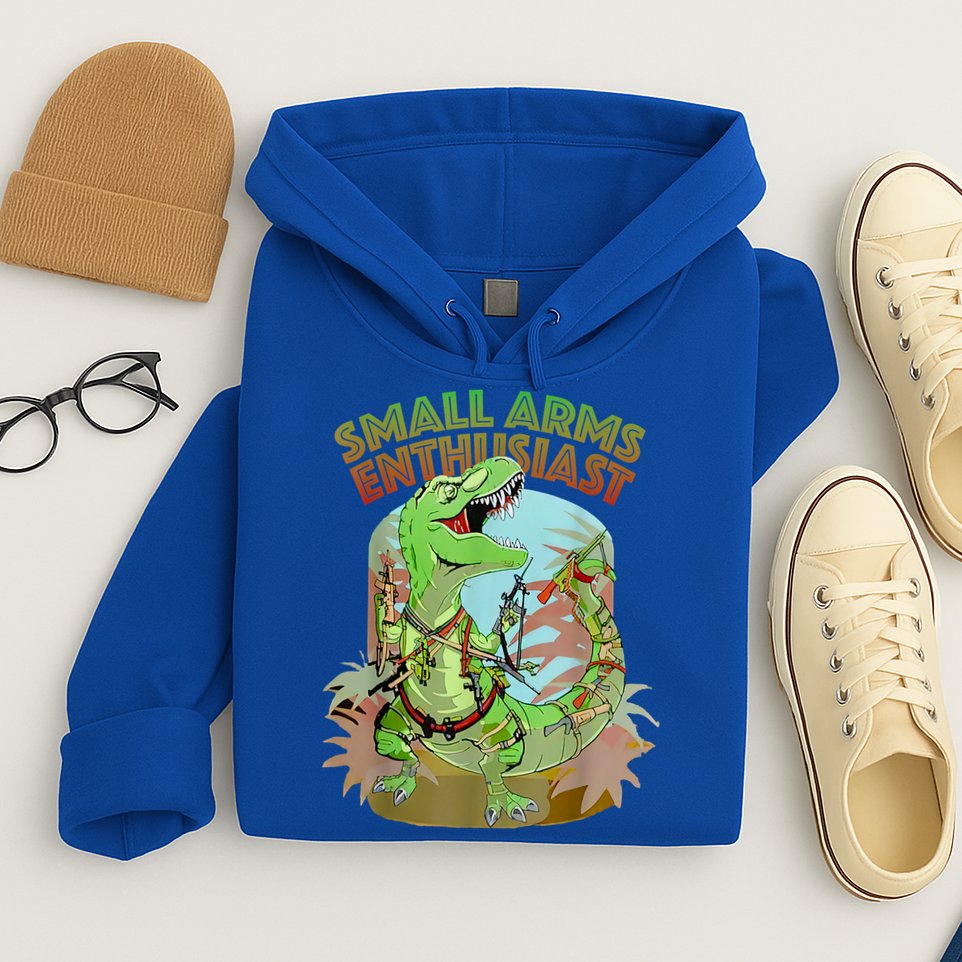 Small Arms Enthusiast Funny Trex Dinosaur Gun Hoodie