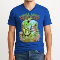 Small Arms Enthusiast Funny Trex Dinosaur Gun V-Neck T-Shirt