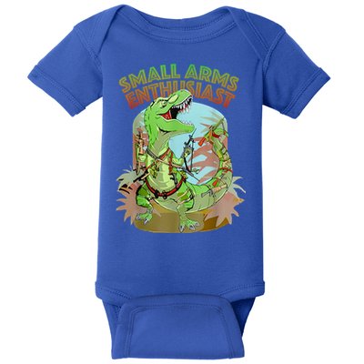 Small Arms Enthusiast Funny Trex Dinosaur Gun Baby Bodysuit