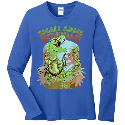 Small Arms Enthusiast Funny Trex Dinosaur Gun Ladies Long Sleeve Shirt
