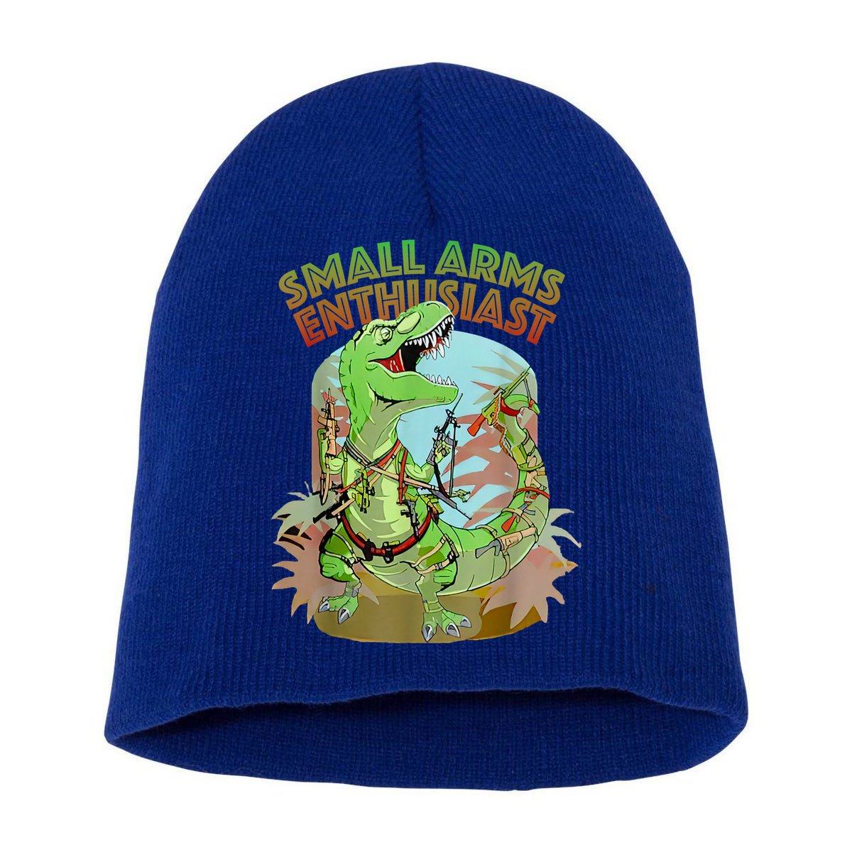 Small Arms Enthusiast Funny Trex Dinosaur Gun Short Acrylic Beanie