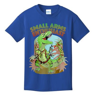 Small Arms Enthusiast Funny Trex Dinosaur Gun Kids T-Shirt