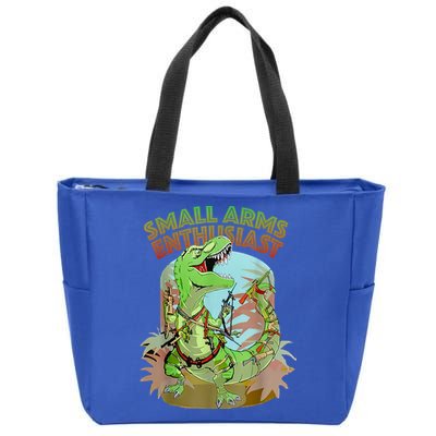 Small Arms Enthusiast Funny Trex Dinosaur Gun Zip Tote Bag
