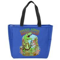 Small Arms Enthusiast Funny Trex Dinosaur Gun Zip Tote Bag