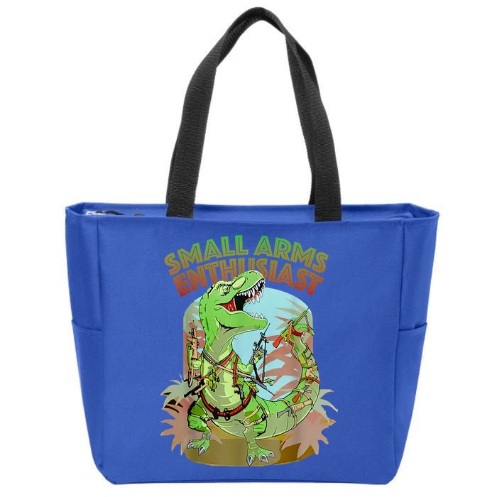 Small Arms Enthusiast Funny Trex Dinosaur Gun Zip Tote Bag