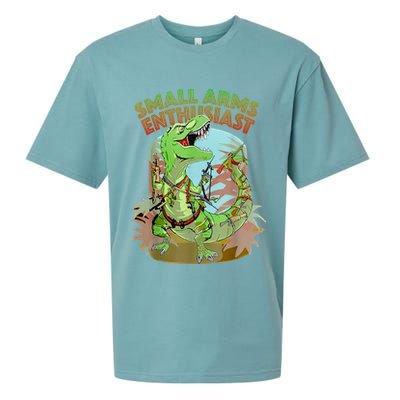 Small Arms Enthusiast Funny Trex Dinosaur Gun Sueded Cloud Jersey T-Shirt