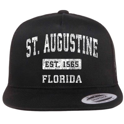 St. Augustine Est 1565 Florida Fl Vintage Established Sports Design Flat Bill Trucker Hat