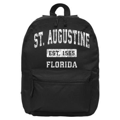 St. Augustine Est 1565 Florida Fl Vintage Established Sports Design 16 in Basic Backpack