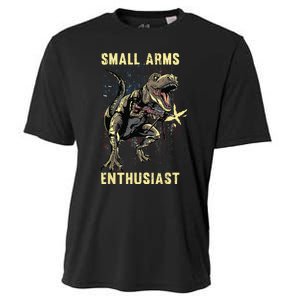 Small Arms Enthusiast Funny T Rex With Machine Gun USA Flag Cooling Performance Crew T-Shirt