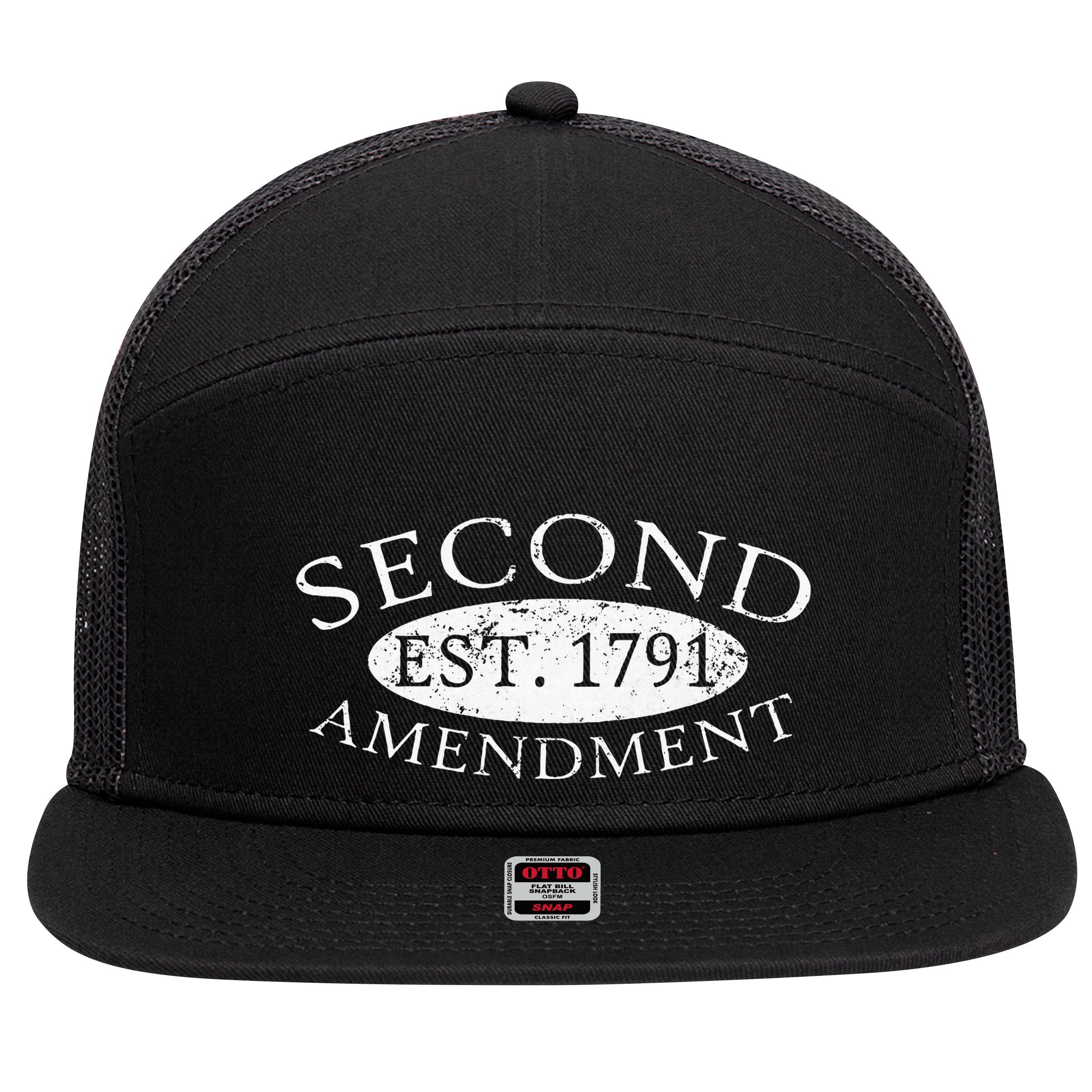 Second Amendment Est. 1791 Right To Bear Arms 7 Panel Mesh Trucker Snapback Hat