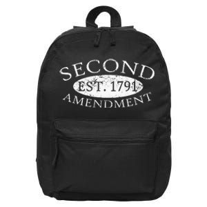 Second Amendment Est. 1791 Right To Bear Arms 16 in Basic Backpack