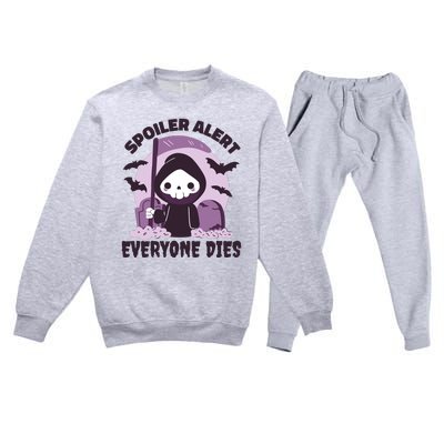 Spoiler Alert Everyone Dies Reaper Halloween Premium Crewneck Sweatsuit Set