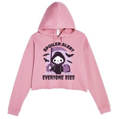 Spoiler Alert Everyone Dies Reaper Halloween Crop Fleece Hoodie