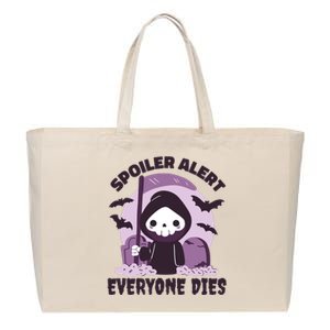 Spoiler Alert Everyone Dies Reaper Halloween Cotton Canvas Jumbo Tote