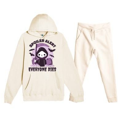 Spoiler Alert Everyone Dies Reaper Halloween Premium Hooded Sweatsuit Set