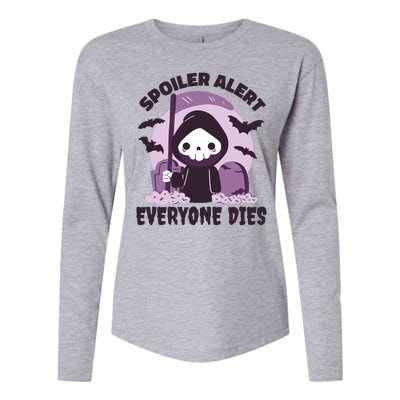 Spoiler Alert Everyone Dies Reaper Halloween Womens Cotton Relaxed Long Sleeve T-Shirt