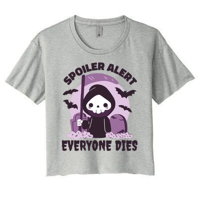 Spoiler Alert Everyone Dies Reaper Halloween Women's Crop Top Tee